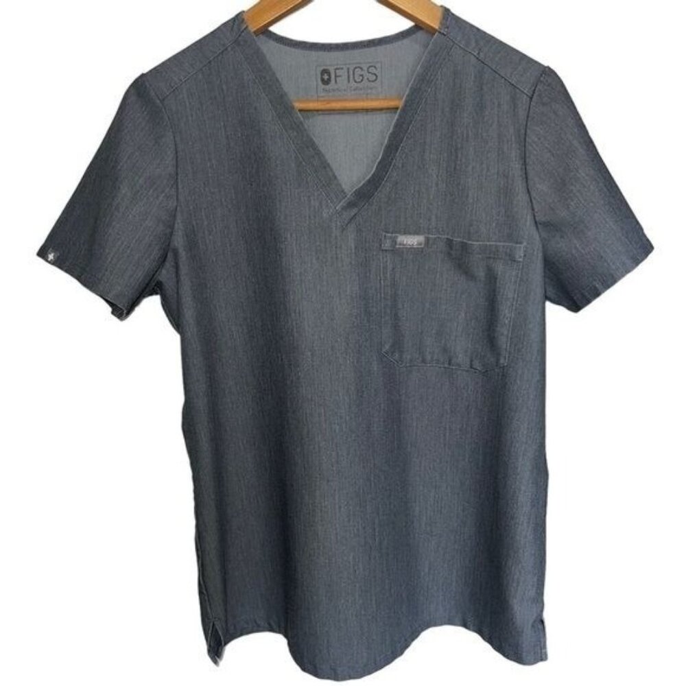 Figs Womens Technical Collection Scrub Top V-Neck Gray Size Small Lightweight &